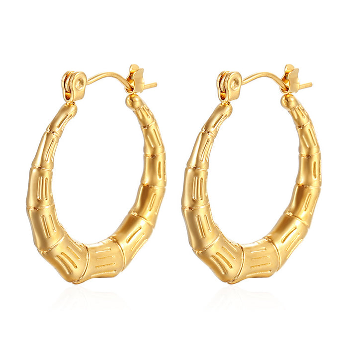 Pendientes de acero inoxidable semicirculares con patrón de cuadrícula bañados en oro de 18 quilates para mujer, pendientes vintage