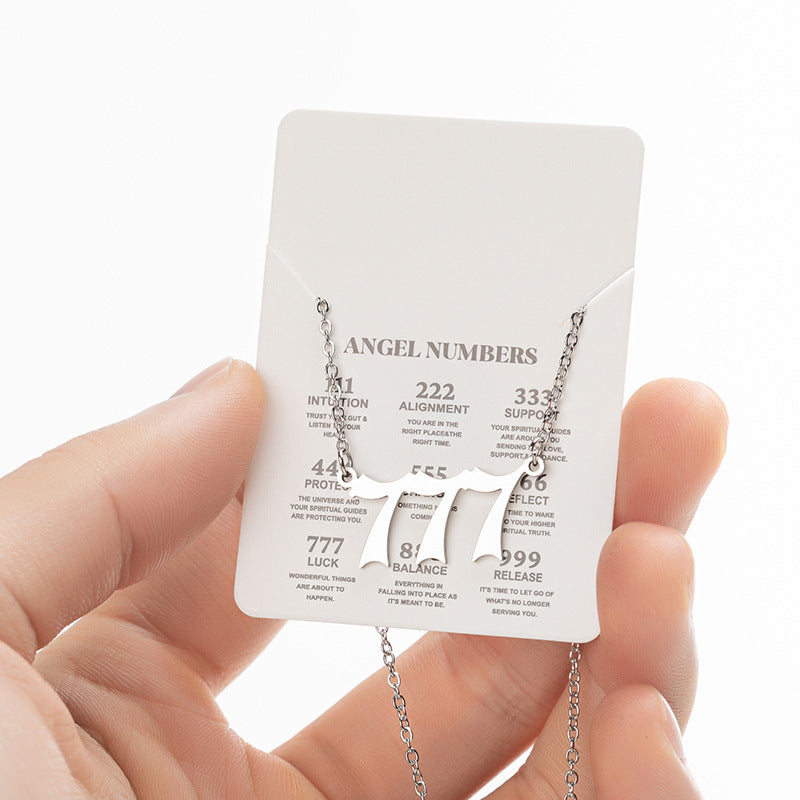 Angel Number Sweater Chain, Vintage 000-999 Stainless Steel Pendant Necklace Wholesale - wallojewerly 