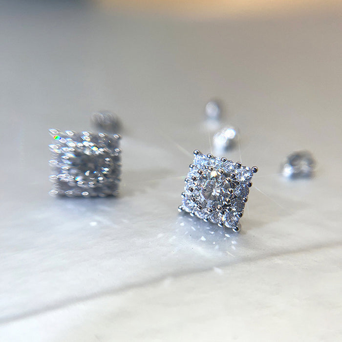 Shiny textured earrings, versatile diamond earrings