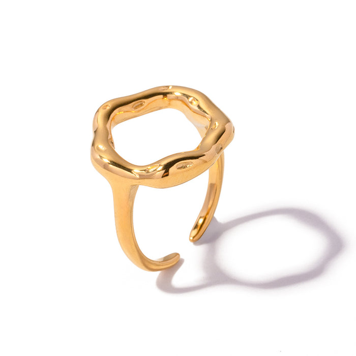 Adjustable 18K Gold Plated Stainless Steel Ring with Braided Detail