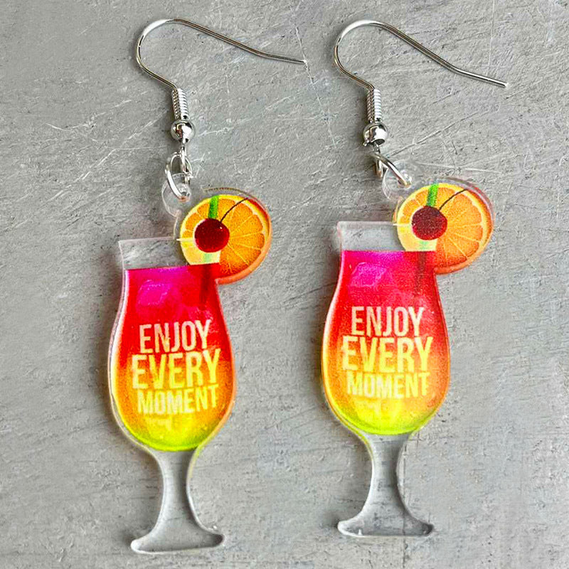 Summer cold drink acrylic earrings - wallojewerly 