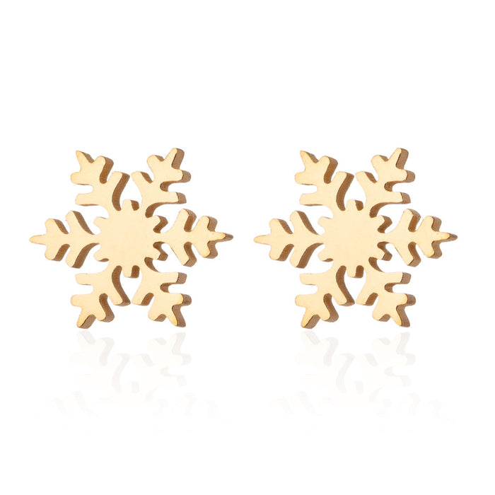 Vintage Snowflake Stainless Steel Stud Earrings - Winter-Themed Jewelry for a Chic Look - wallojewerly 
