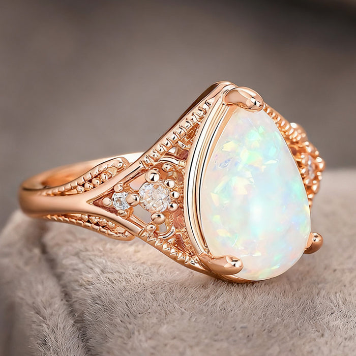 Women's Micro-Inlaid Zircon Line Crown Imitation Opal Ring