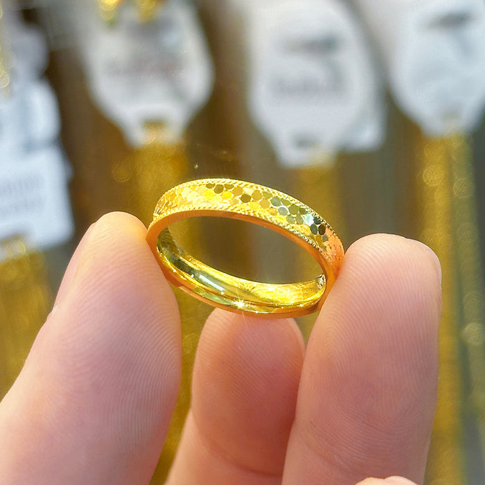 Wholesale titanium steel 18K gold-plated fish scale glossy couple rings