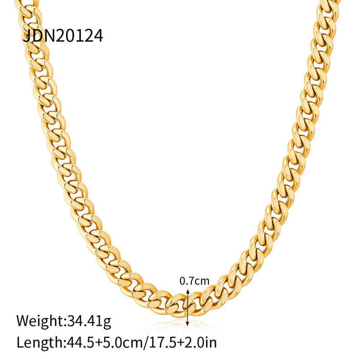 18K Gold-Plated Stainless Steel Pendant Necklace - Popular 7mm Wide 45cm Titanium Steel Chain