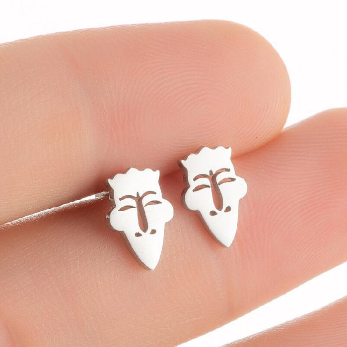 Vintage Long Nose Face Stainless Steel Earrings - Stylish Cartoon Jewelry for Women