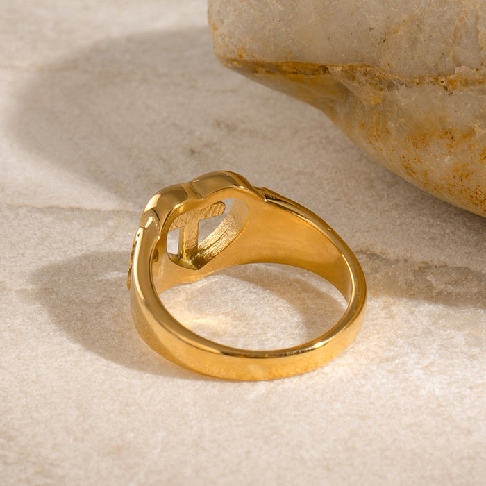 Stainless steel cross heart ring