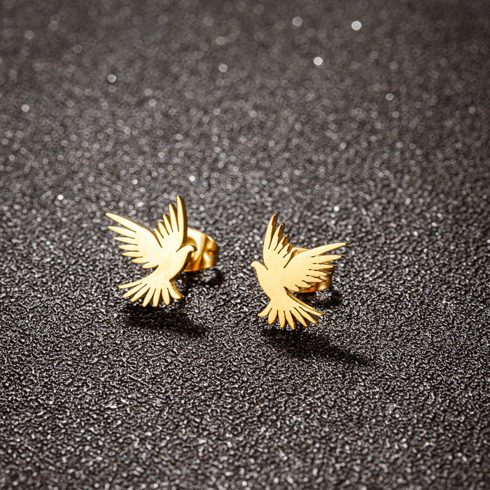 Eagle earrings, cross-border creative new punk style series hollow stainless steel bird earrings retro earrings