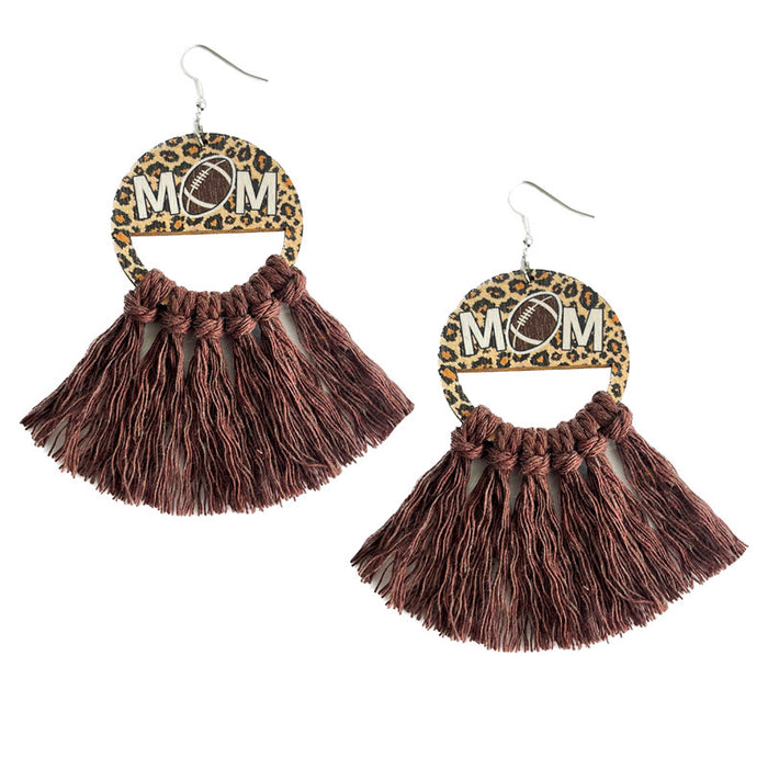 Mother's Day Bohemian Woven Tassel Earrings for Sports Moms, Featuring Baseball and Basketball Designs