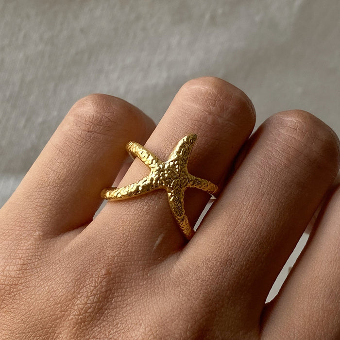 Stainless Steel Starfish Open Ring