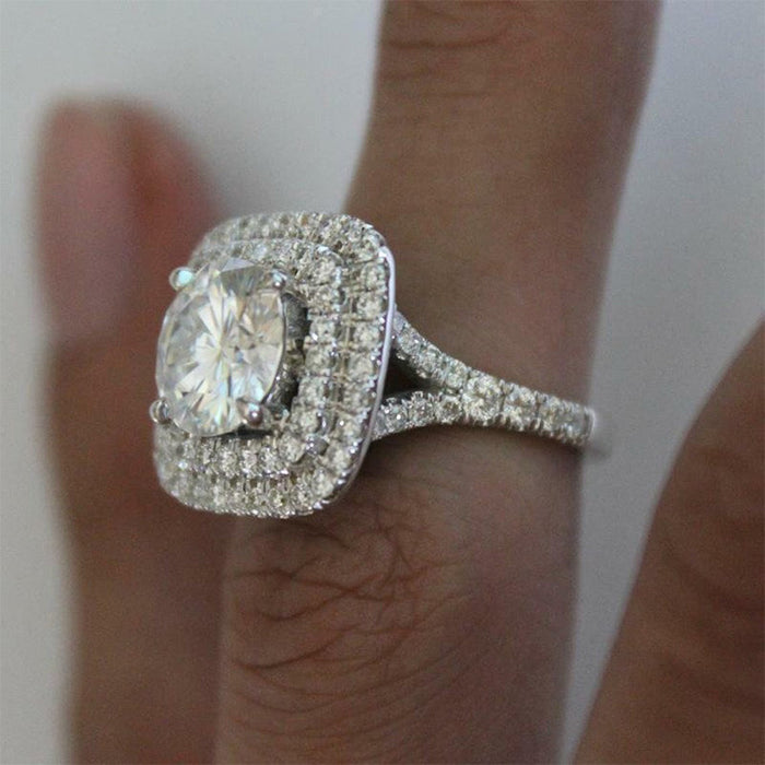 Anillo de mujer con circonitas superbrillantes y tachonadas, anillo de moda