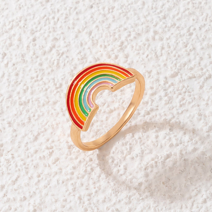 Colorful letters stars rainbow love ring