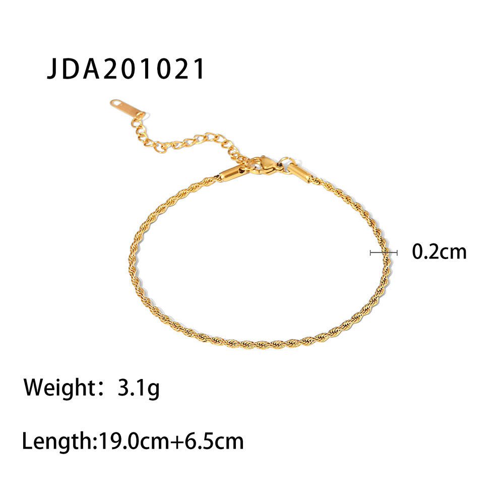 18K Gold Plated Cross Pendant Anklet - Fine Vintage Stainless Steel Jewelry for Women