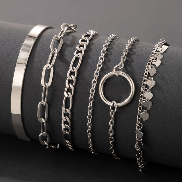 Conjunto de pulseras geométricas punk: colección de cinco piezas con estilo heavy metal