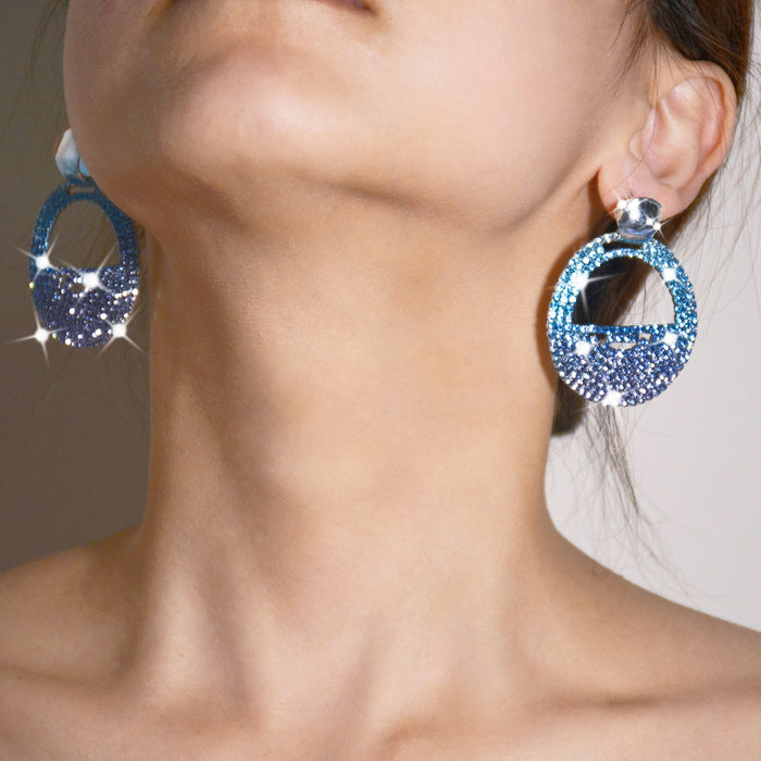 Gradient Tassel Earrings - Exaggerated Rhinestone Dangles for a Trendy Look