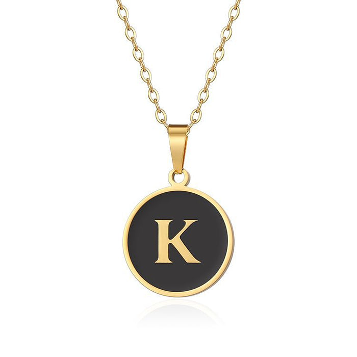 European and American letter pendant necklace, oil-painted gold clavicle chain