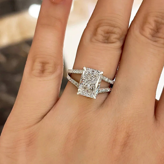 Anillo microincrustado para mujer, anillo de compromiso con diamante cuadrado, estilo europeo y americano