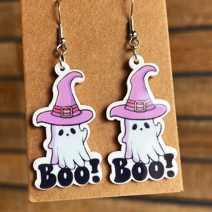 White Ghost Acrylic Halloween Earrings