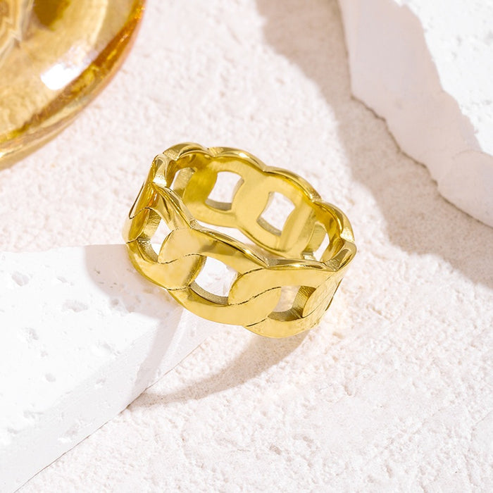 Wholesale stainless steel and titanium steel twisted openwork chain rings