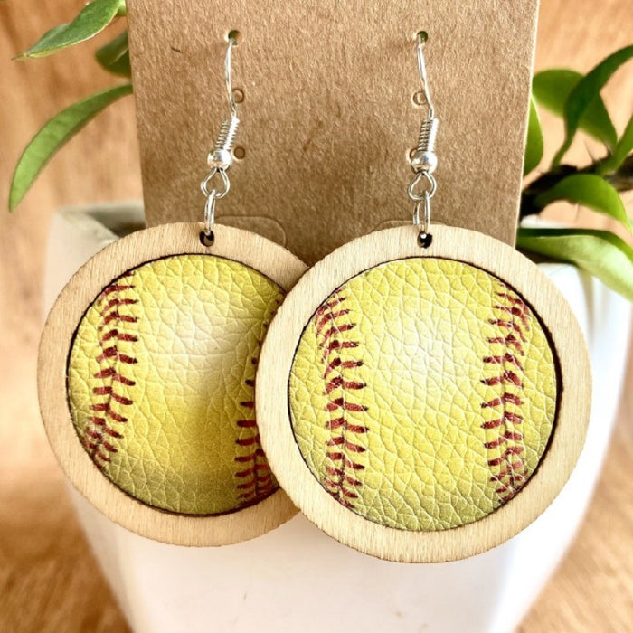 Wooden Rugby Earrings