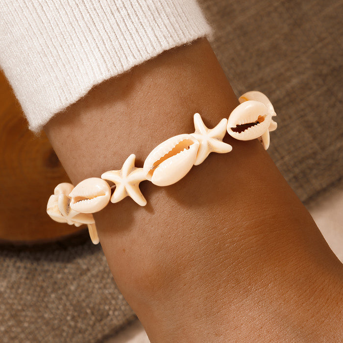 Shell Starfish Single Layer Bracelet - Seaside Vacation Style Bracelet