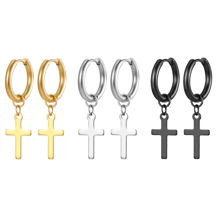 Titanium steel cross earrings for men and women 316 stainless steel 18K earrings