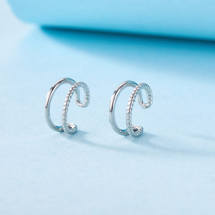 Simple geometric ear bone ear clip alloy twist earrings