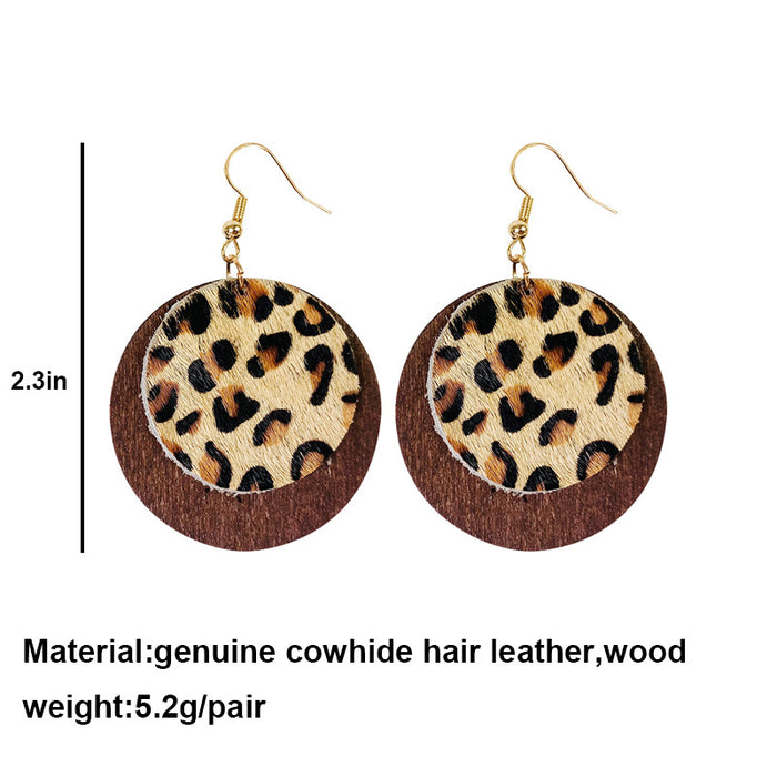 Wooden leopard print earrings