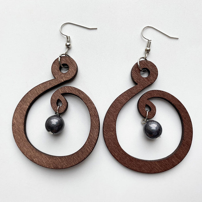 Wooden round earrings