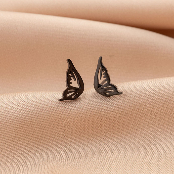 Butterfly rabbit earrings, Korean stainless steel small animal earrings ins girls cute cat fish earrings wholesale