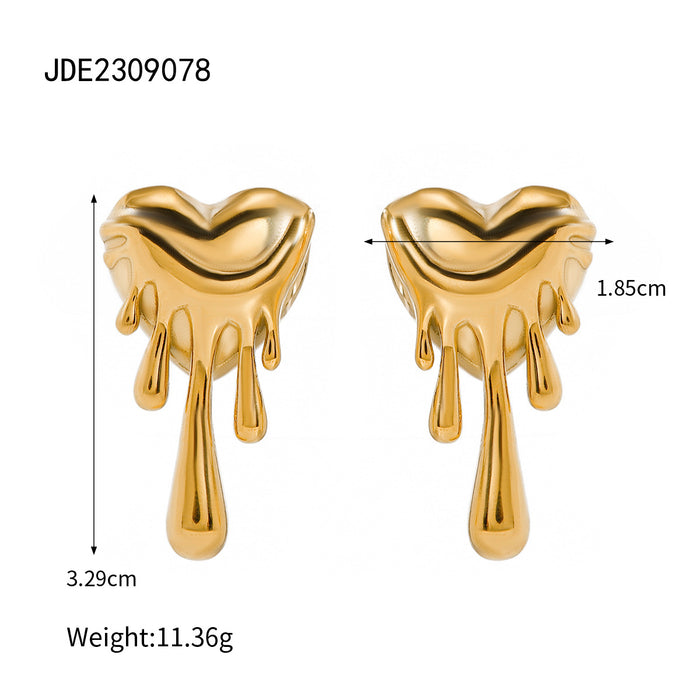 Pendientes de cruz de rayas de acero inoxidable bañados en oro de 18 quilates: diseño geométrico minimalista