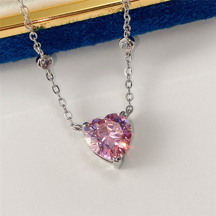 Pink zircon necklace net red ins trendy clavicle chain wholesale