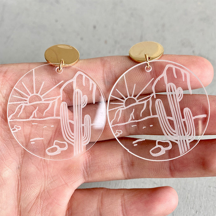 Cactus transparent acrylic earrings