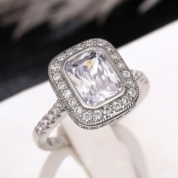 Rock sugar ring square princess banquet luxury women's ring