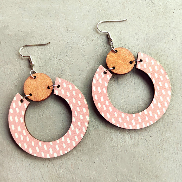 Wooden leopard print earrings