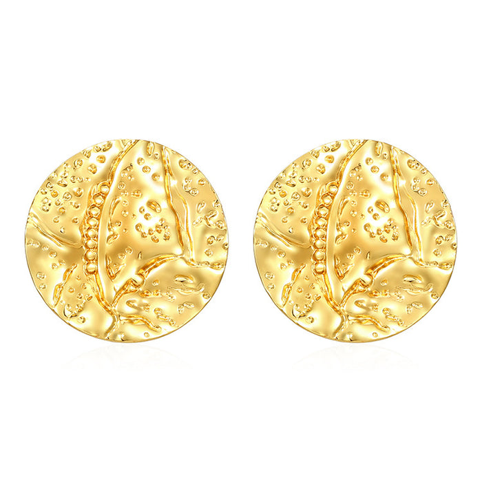 Pendientes redondos cóncavos de acero inoxidable oro 18K diseño versátil