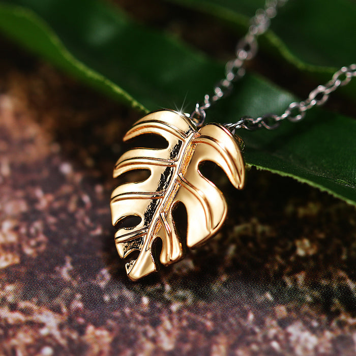 Vintage Monstera Leaf Women's Clavicle Necklace