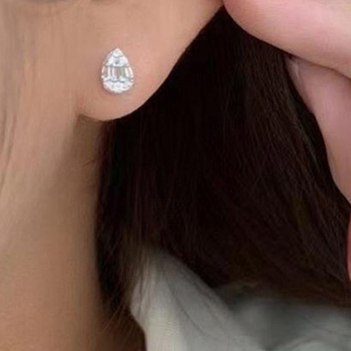 Pendientes de lágrima en forma de pera para mujer con pendientes de cobre con diamantes