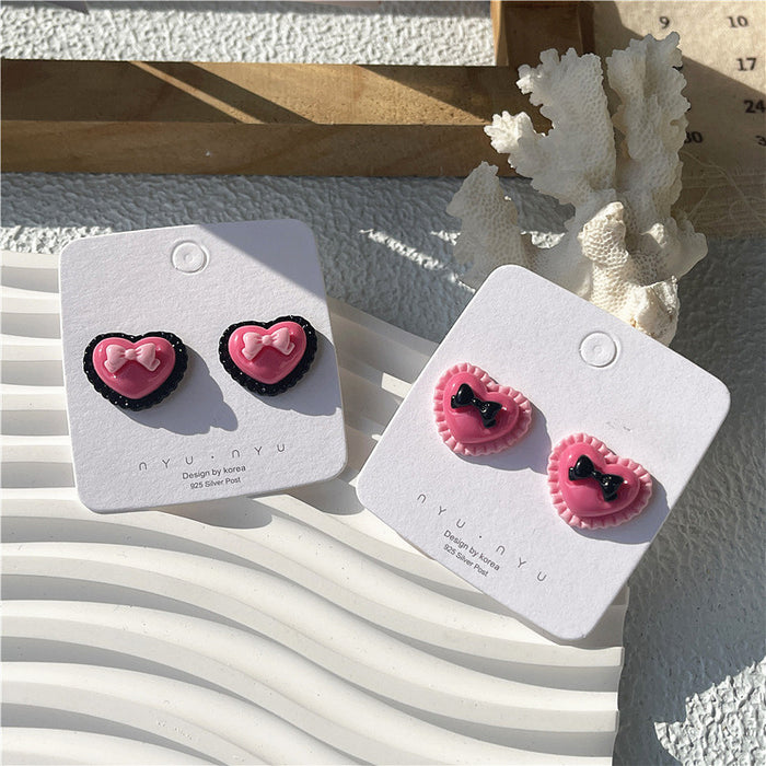 Barbie pink contrast earrings cool style personality 925 silver earrings