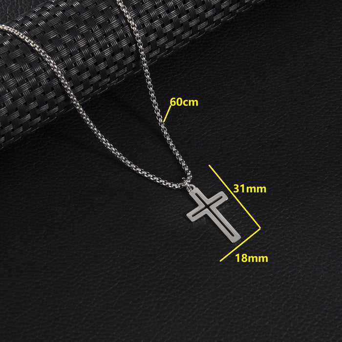 Cross pendant necklace, foreign trade stainless steel men's hip-hop clothing accessories jewelry cross-border wholesale