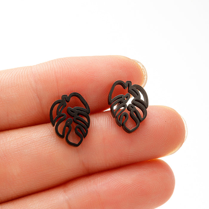 Bohemian Tree Leaf Stainless Steel Stud Earrings - Nature-Inspired Jewelry for a Vintage Look - wallojewerly 