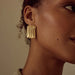 Vintage Ribbed Rectangular Earrings - High-End Stainless Steel Jewelry for Women - wallojewerly 