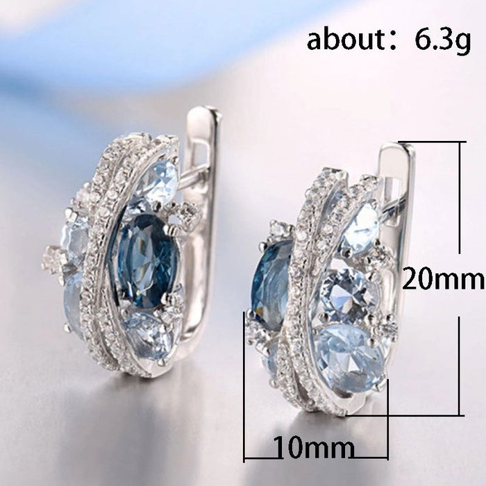 Pink zircon ear buckle vintage double-layer hollow earrings