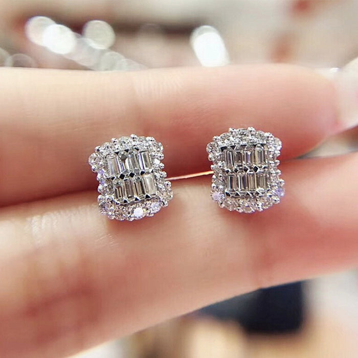 Square crystal earrings zircon earrings wholesale