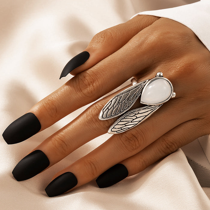 Cicada diamond ethnic style single ring