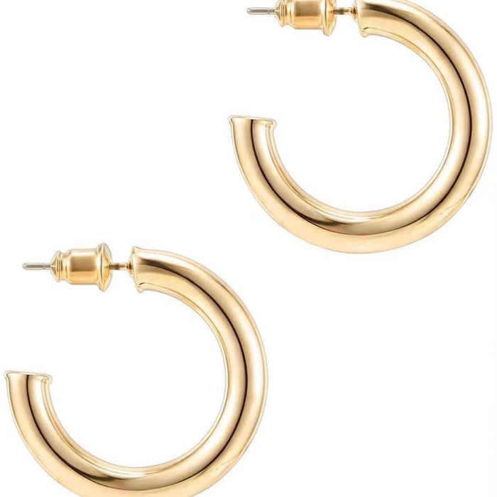 Hollow round earrings light luxury 18K earrings