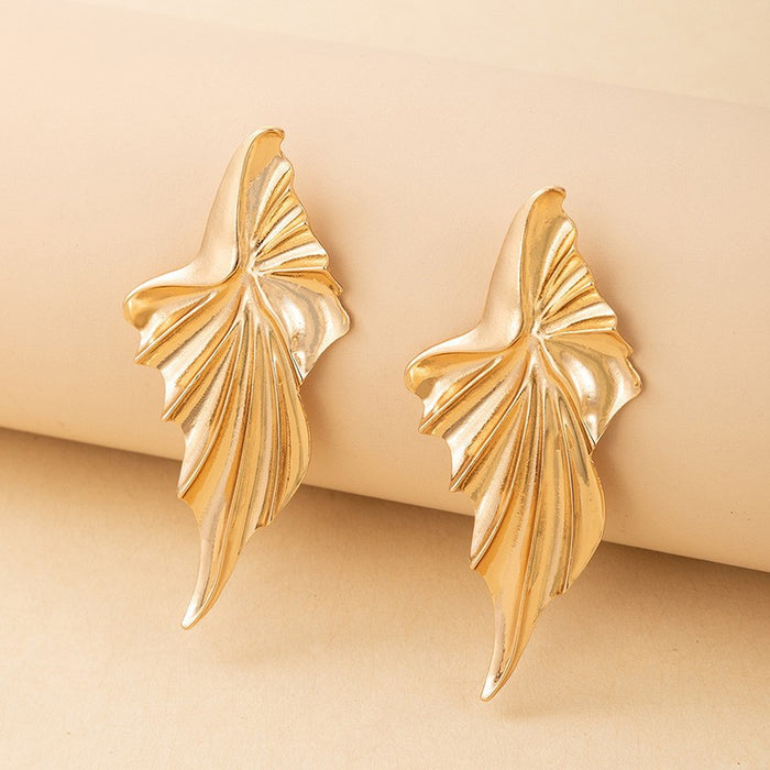 Punk style exaggerated leaf geometric long earrings