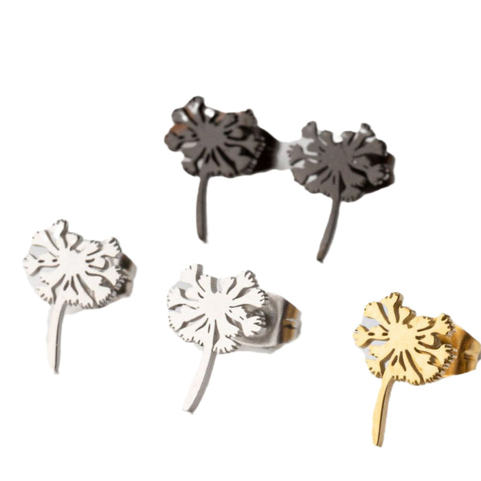 Dandelion Stainless Steel Stud Earrings - Simple and Elegant Floral Jewelry