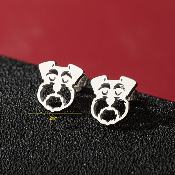 Dog and Cat Stainless Steel Stud Earrings - Cute and Playful Animal Jewelry