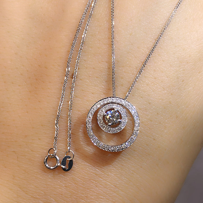 Hollow full diamond pendant necklace with ordinary chain